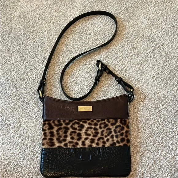Brahmin Brown and Black Crossbody Bag with Leopard Print - Picture 1 of 7